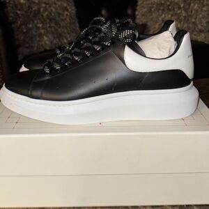 Alexander McQueen Black and White Sneakers with Platform Sole
